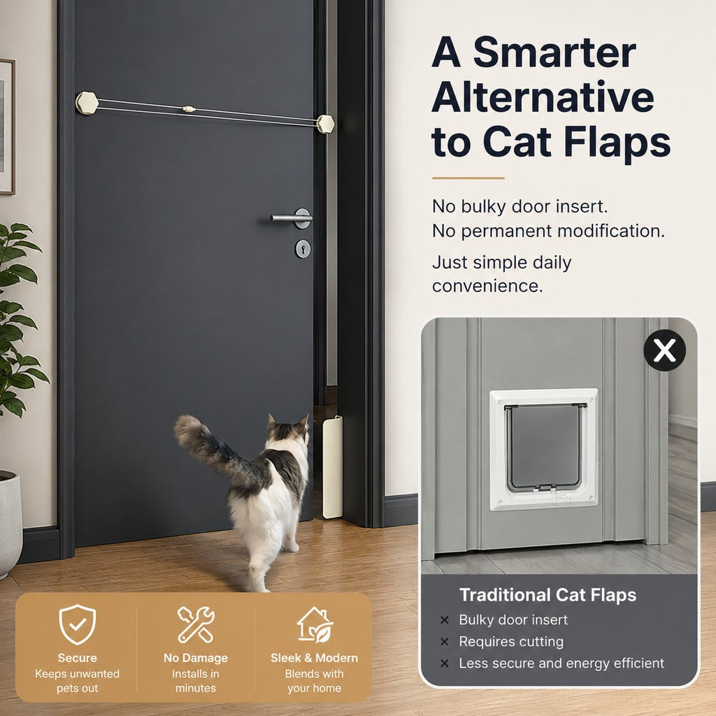 Paws in Awe No-Drill Cat Door Helper for Litter Rooms & Bedrooms - Let Cats Come and Go Without Leaving Doors Open image 8