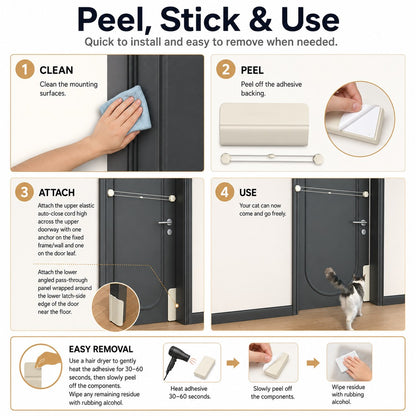 Paws in Awe No-Drill Cat Door Helper for Litter Rooms & Bedrooms - Let Cats Come and Go Without Leaving Doors Open image 6