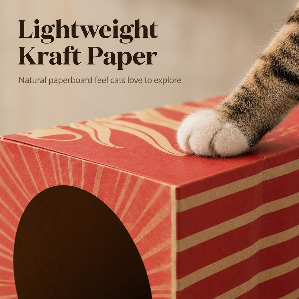 Paws in Awe Foldable Kraft Paper Cat Tunnel for Indoor Cats - Space-Saving Hide & Play Toy to Beat Boredom image 6