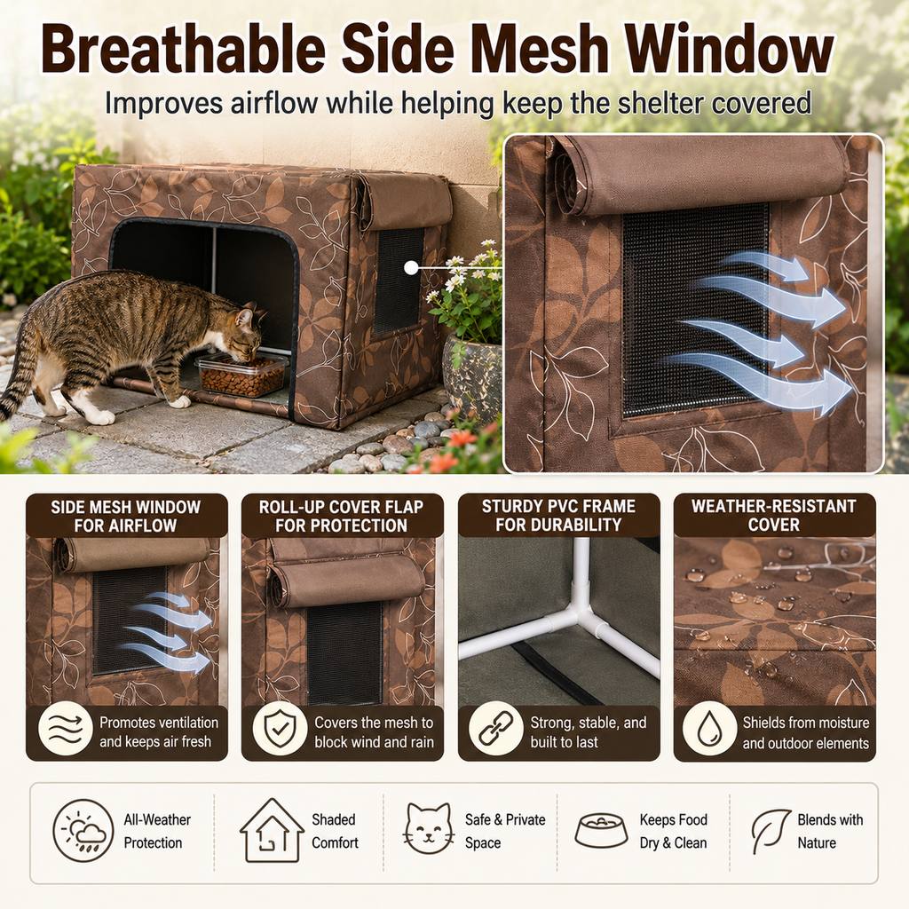 Paws in Awe Outdoor Cat Feeding Shelter for Backyards - Weather-Resistant Food Station Cover image 5