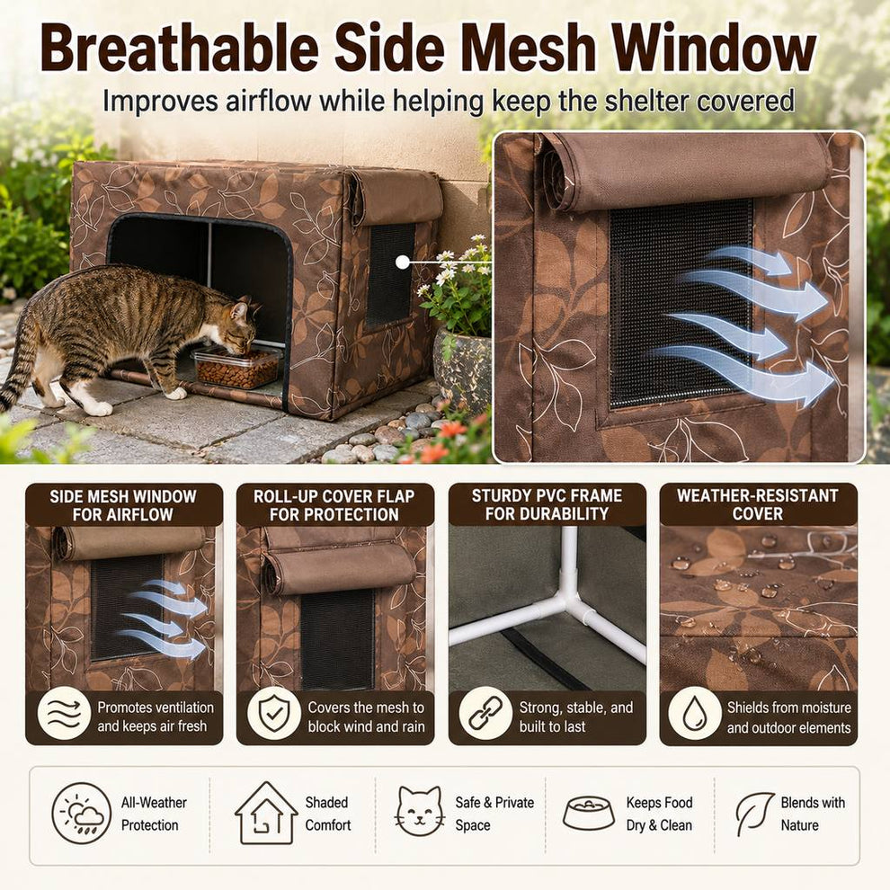 Paws in Awe Outdoor Cat Feeding Shelter for Backyards - Weather-Resistant Food Station Cover image 5