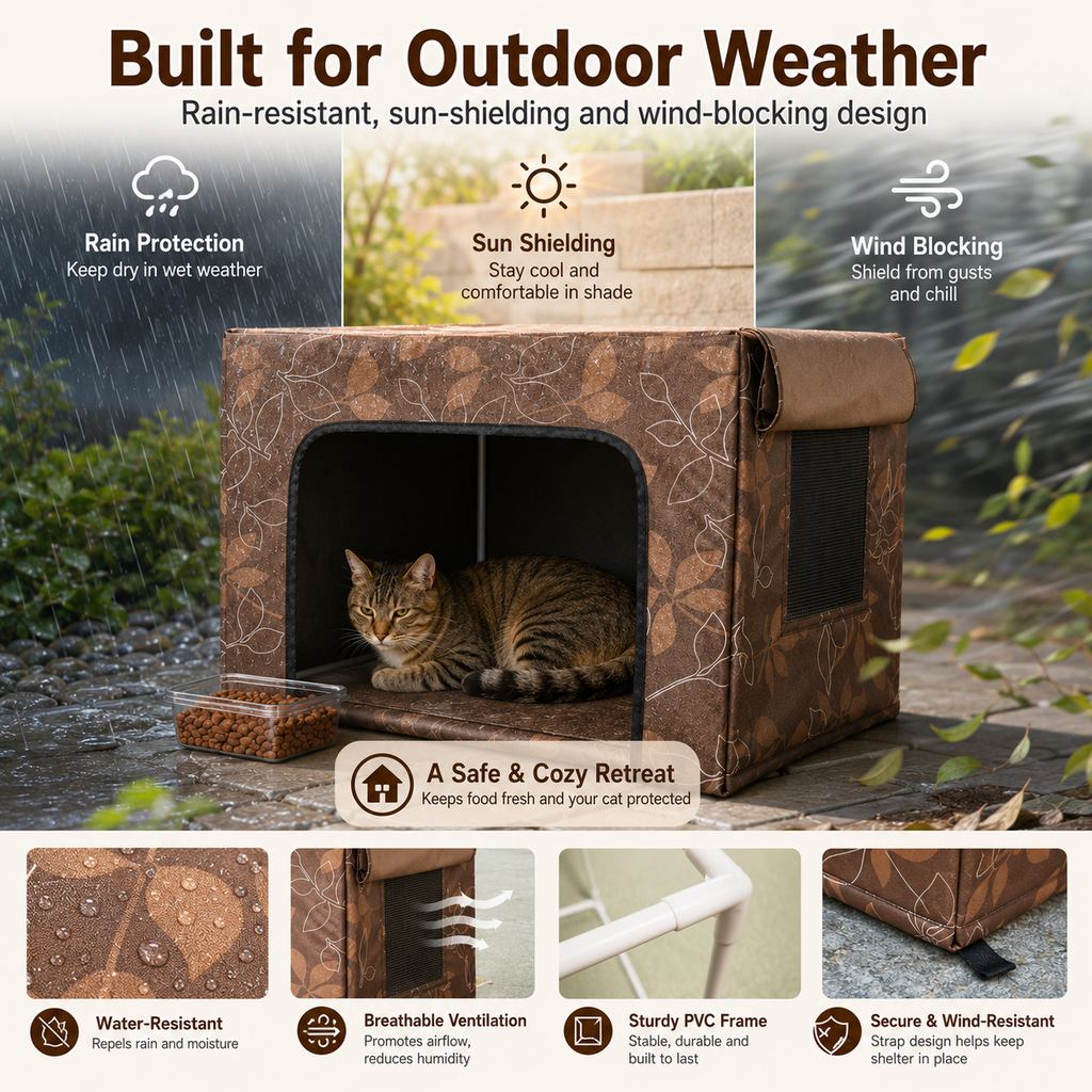 Paws in Awe Outdoor Cat Feeding Shelter for Backyards - Weather-Resistant Food Station Cover image 4