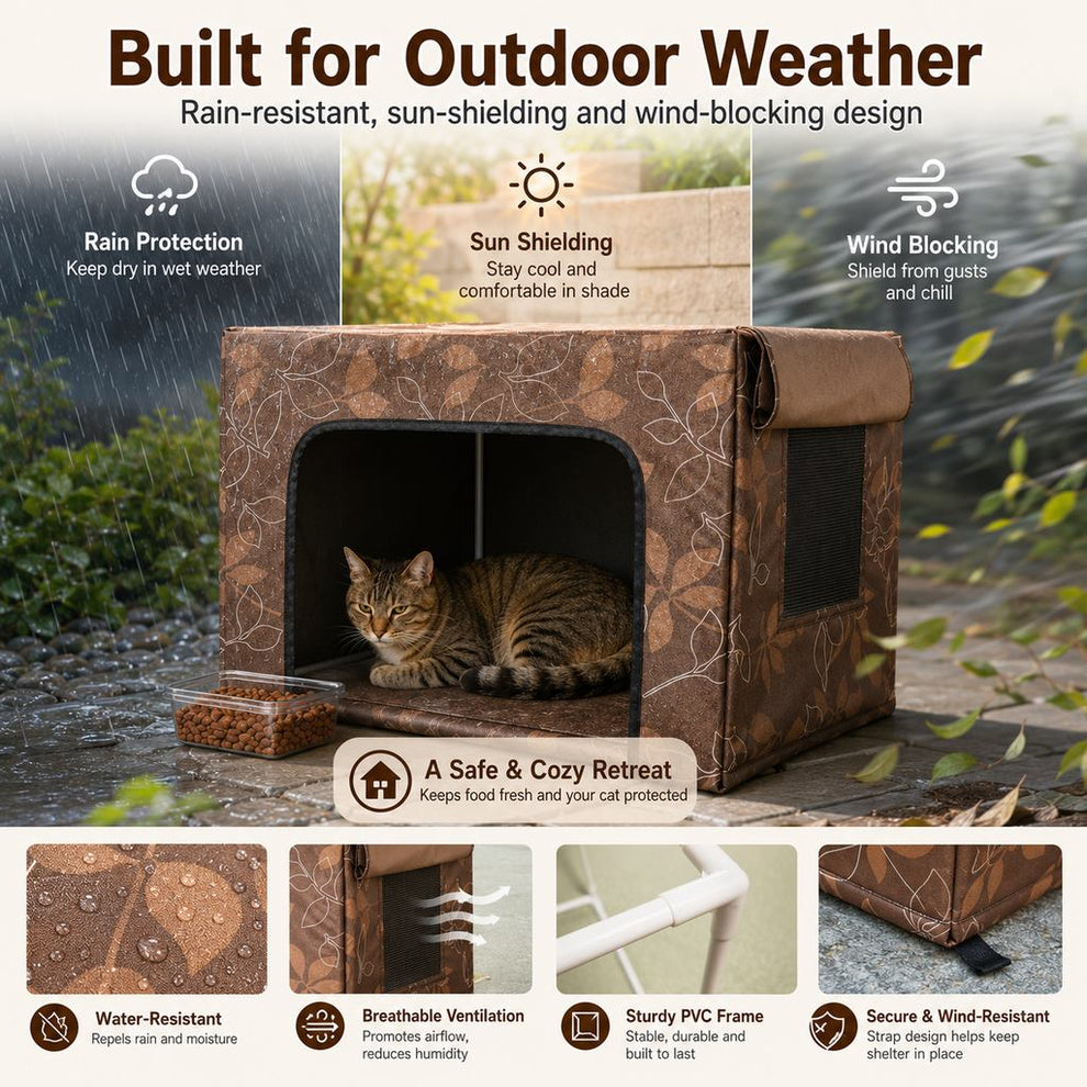 Paws in Awe Outdoor Cat Feeding Shelter for Backyards - Weather-Resistant Food Station Cover image 4