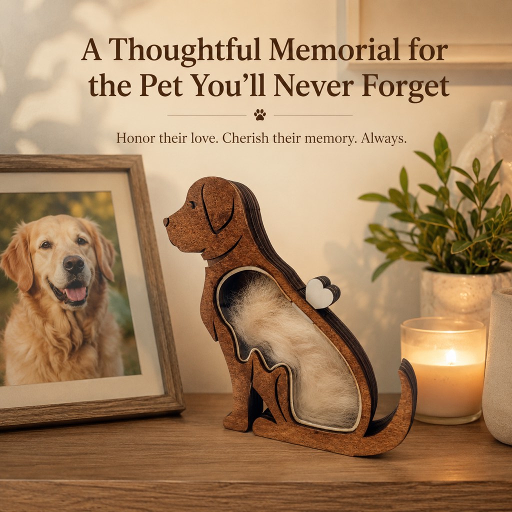 Cat fur keepsake wooden memory box