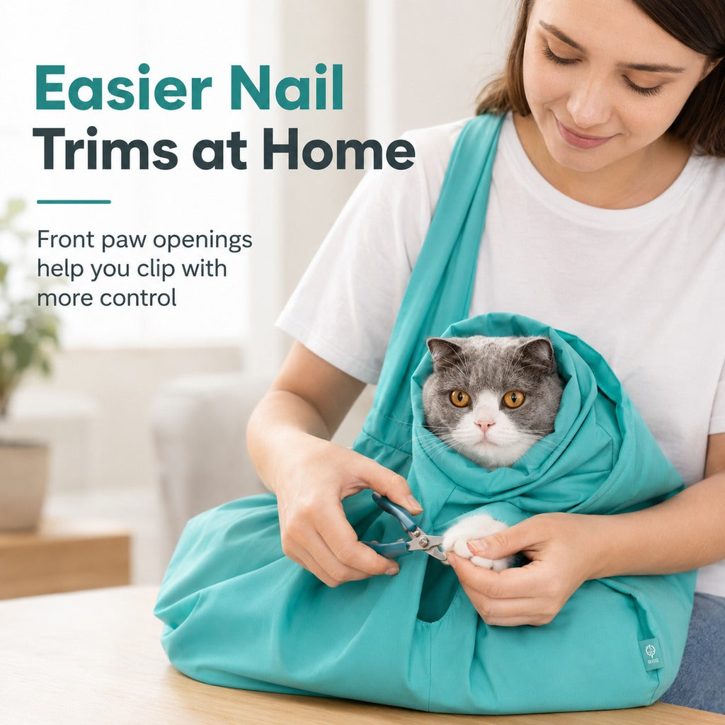 Paws in Awe Soft Cat Carrier Grooming Bag for Vet Visits &Nail Trims - Helps Reduce Scratching During Routine Care image 4