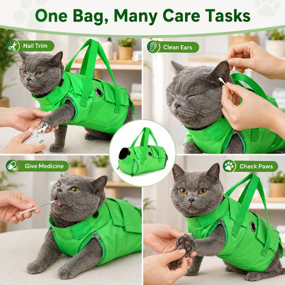 Paws in Awe Multi-Use Cat Carrier & Grooming Bag - Easy Paw Access for Vet Visits & At-Home Care