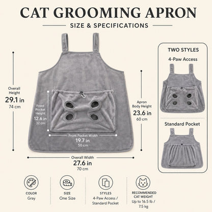 Cat grooming apron size and specification image