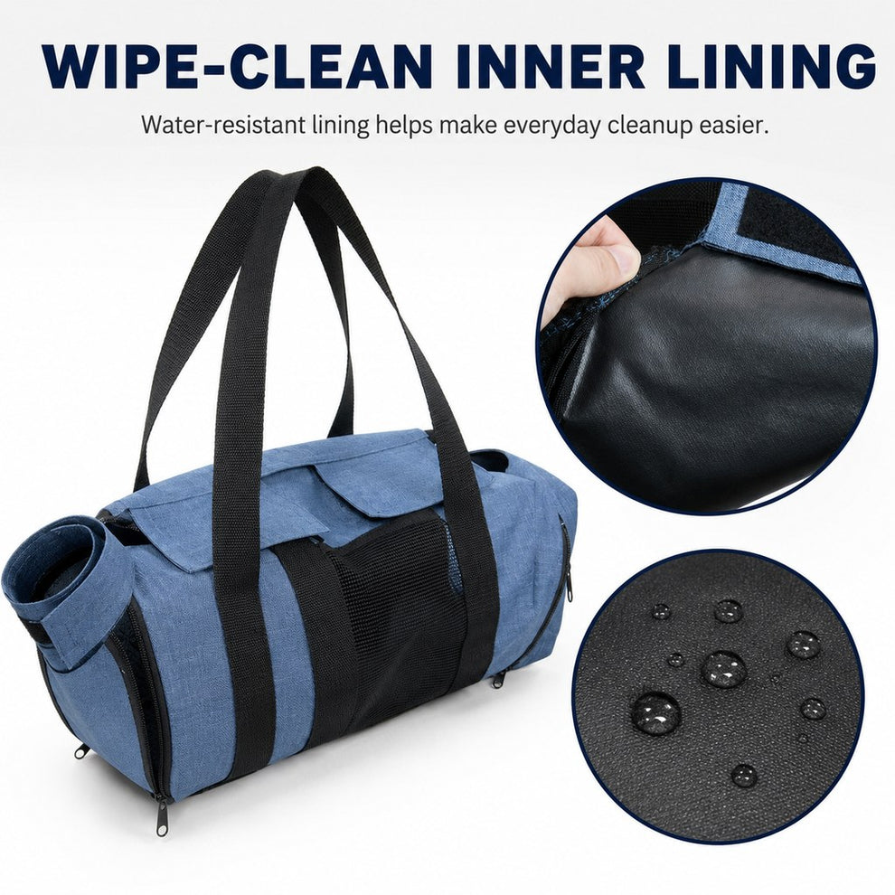 Cat grooming restraint bag with one paw access