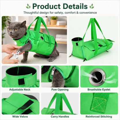 Paws in Awe Multi-Use Cat Carrier & Grooming Bag - Easy Paw Access for Vet Visits & At-Home Care