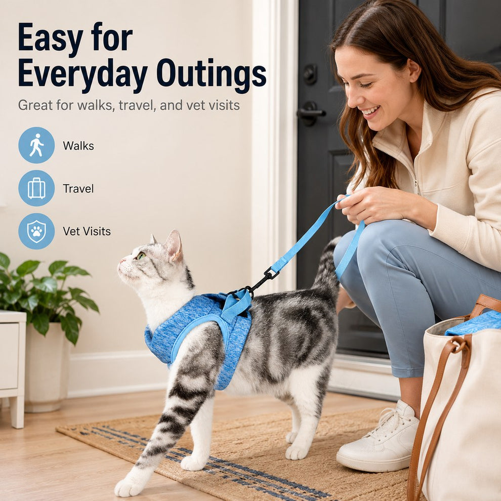 Paws in Awe Lightweight Cat Harness & Leash Set for Outdoor Walks - Breathable Adjustable Vest for Secure, Comfortable Control image 4