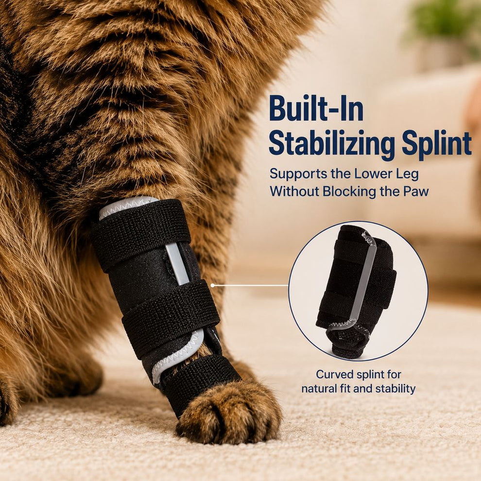 Paws in Awe Cat Leg Support Brace for Recovery Care - Adjustable Front or Hind Leg Splint for Weak Legs image 5