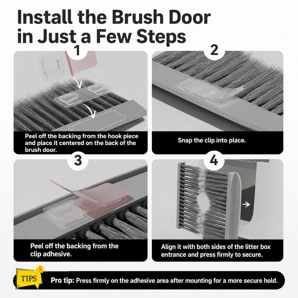 Paws in Awe Cat Litter Box Self-Grooming Brush Door – Automatic Loose Fur Catcher for Enclosed Litter Boxes & Cleaner Homes, 2-Piece Set image 10