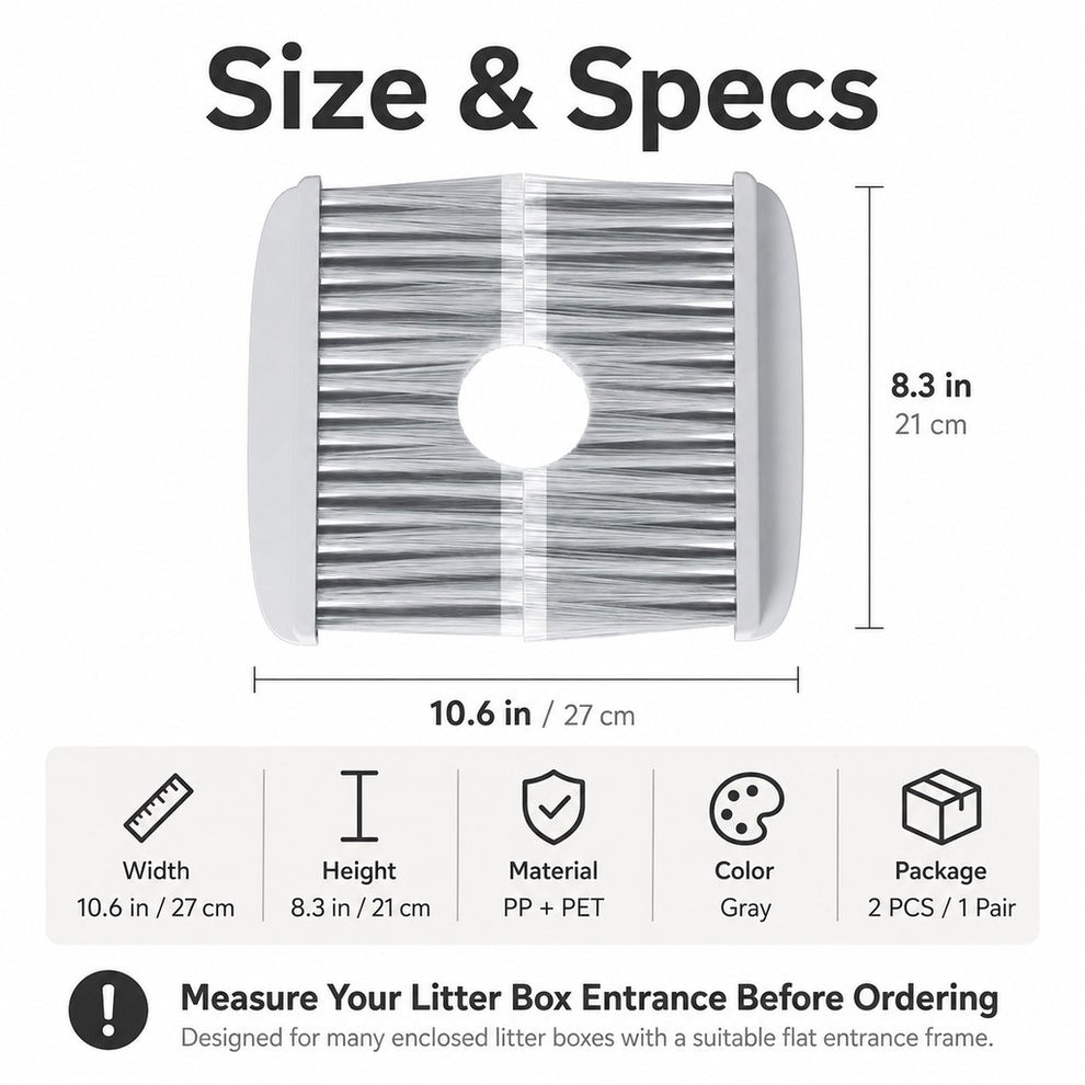 Paws in Awe Cat Litter Box Self-Grooming Brush Door – Automatic Loose Fur Catcher for Enclosed Litter Boxes & Cleaner Homes, 2-Piece Set image 9
