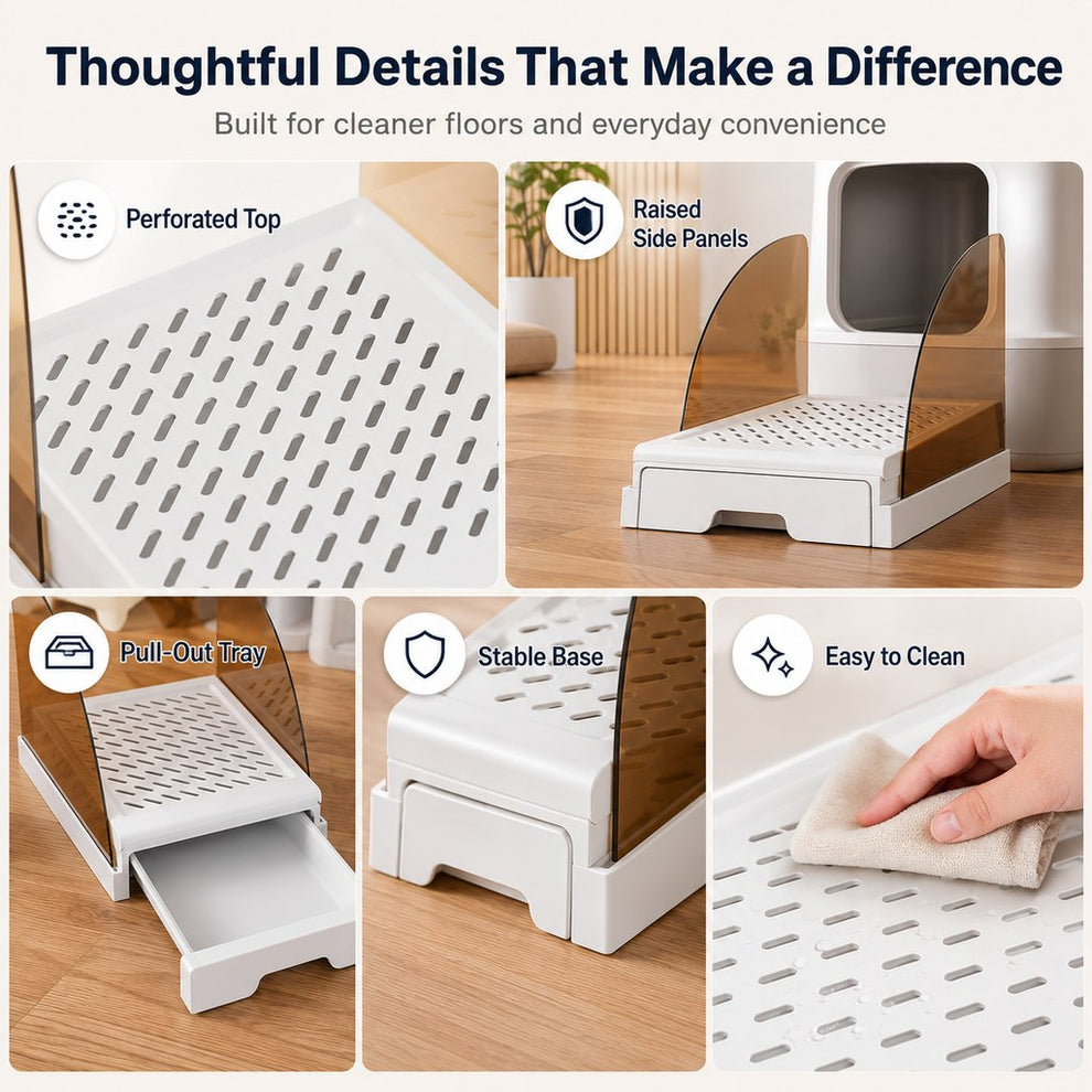 Adjustable Cat Litter Box Step with Pull-Out Tray for Cleaner Floors image 6