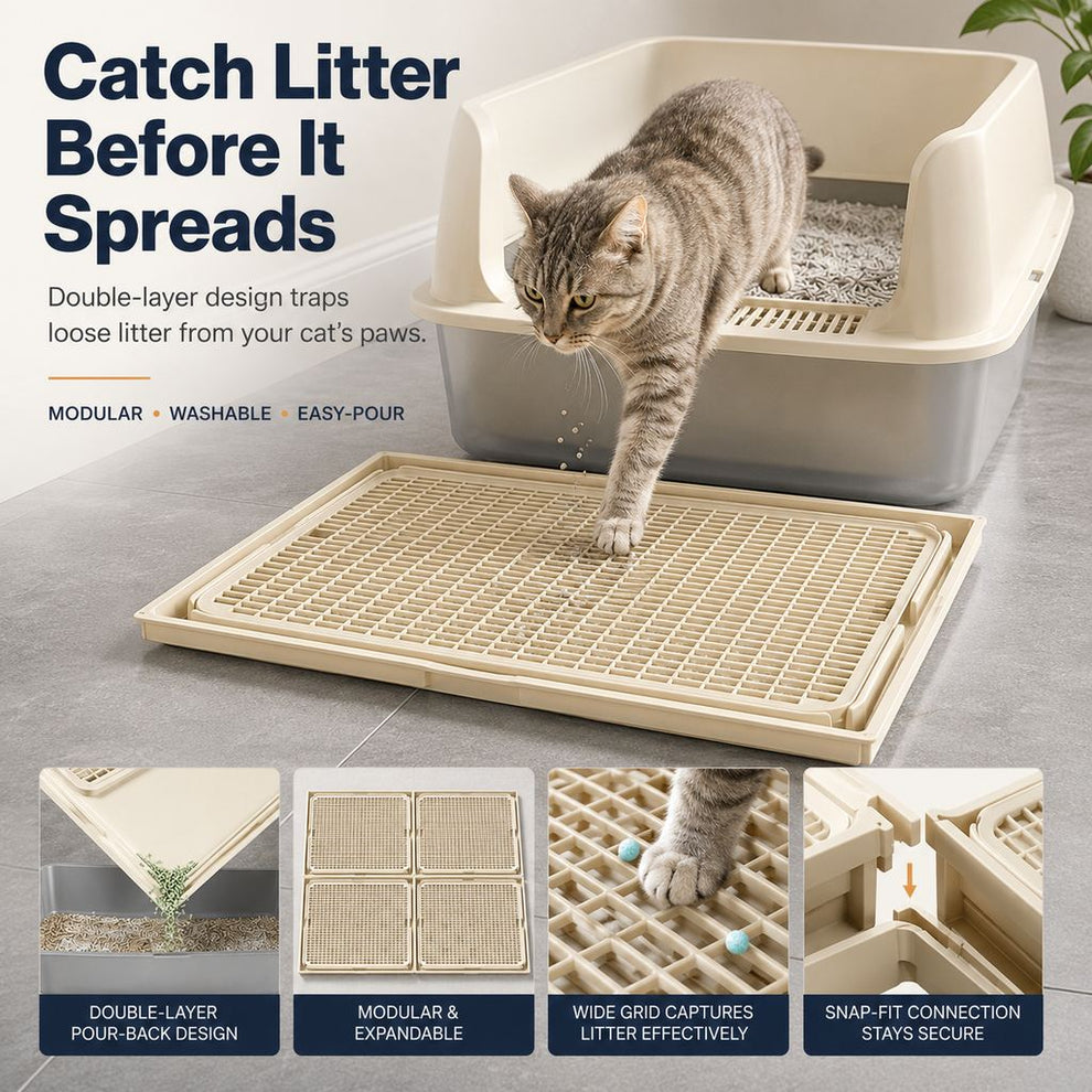 Paws in Awe Modular Cat Litter Mat for Litter Box Exits - Double-Layer Litter Trap for Cleaner Floors image 3