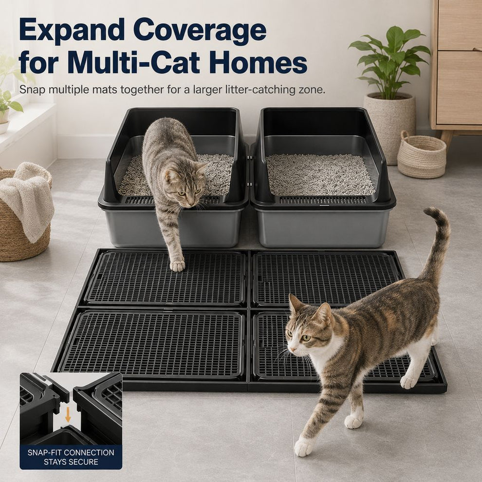 Paws in Awe Modular Cat Litter Mat for Litter Box Exits - Double-Layer Litter Trap for Cleaner Floors image 8