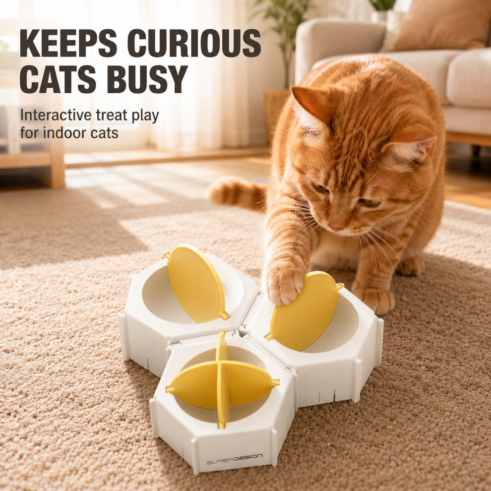 Cat puzzle feeder for indoor treat time and enrichment
