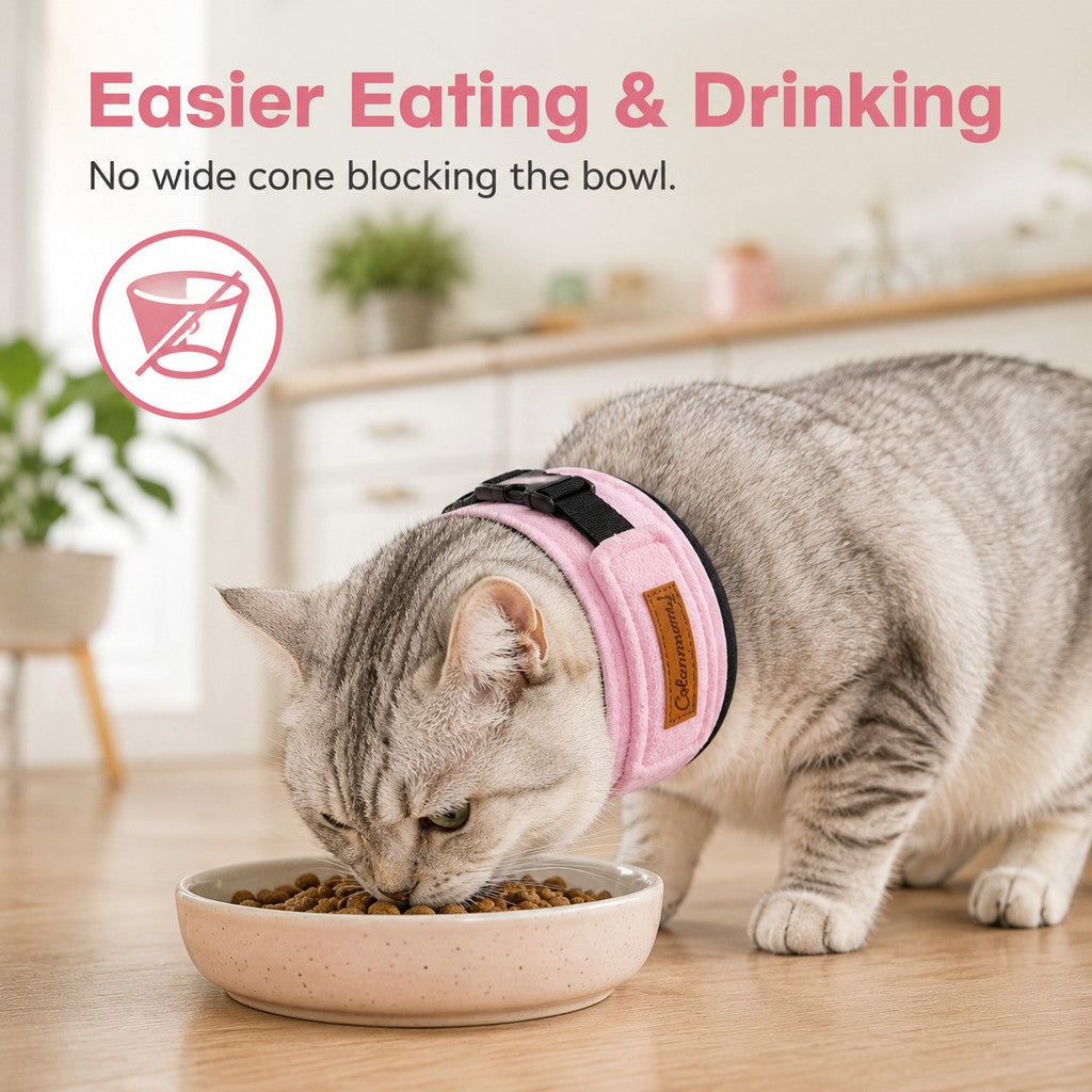 Paws in Awe Soft Cat Recovery Collar for Post-Surgery Care - Adjustable Anti-Lick Fleece Neck Wrap image 9