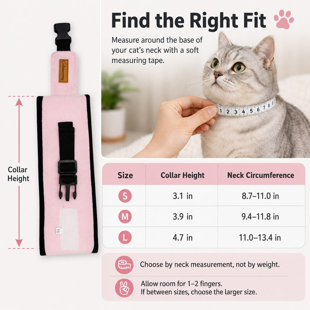 Paws in Awe Soft Cat Recovery Collar for Post-Surgery Care - Adjustable Anti-Lick Fleece Neck Wrap image 6