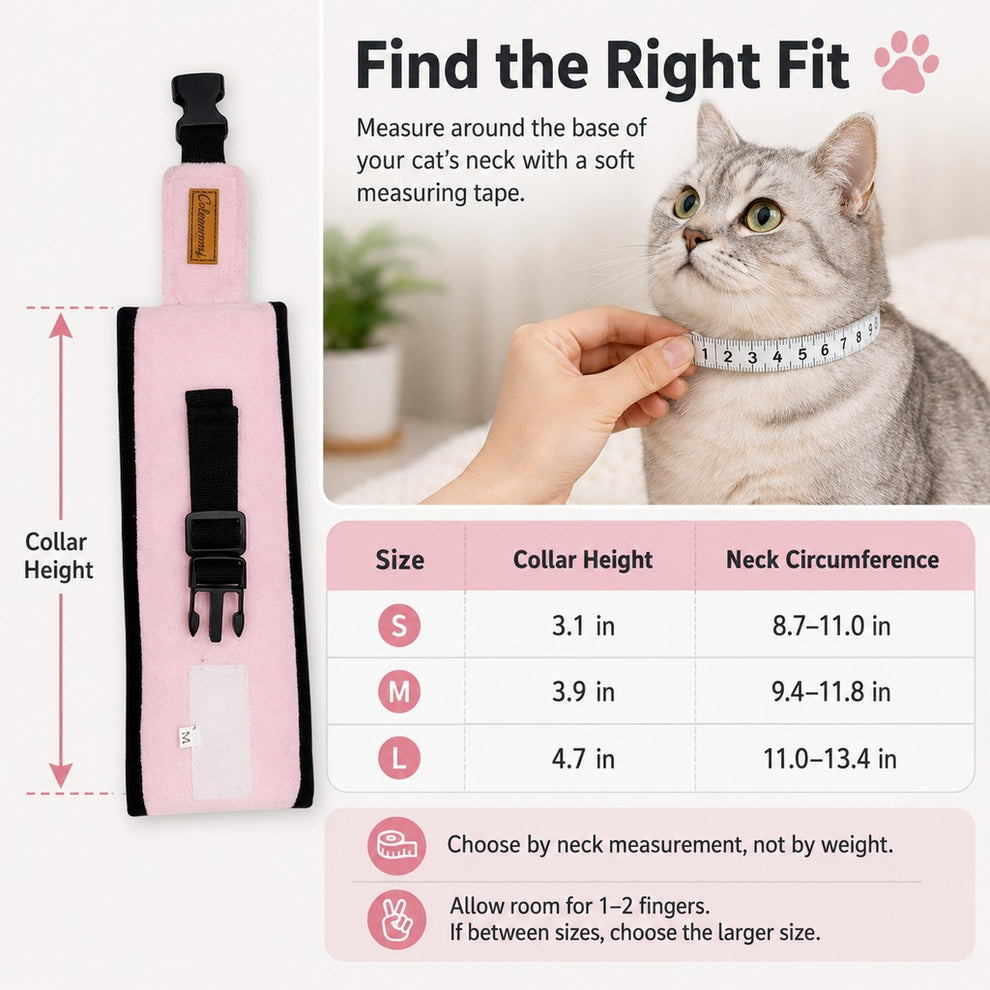 Paws in Awe Soft Cat Recovery Collar for Post-Surgery Care - Adjustable Anti-Lick Fleece Neck Wrap image 6