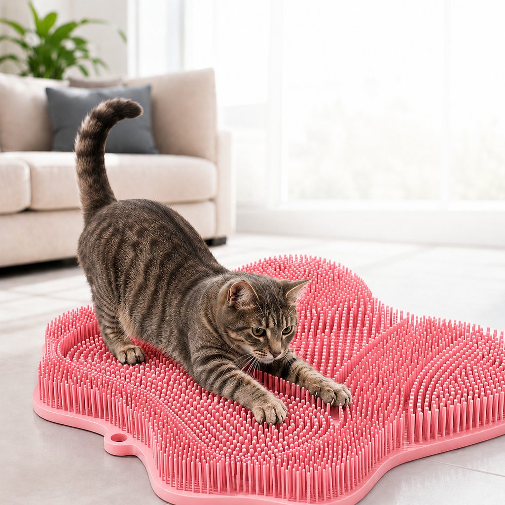 Paws in Awe Soft TPR Cat Scratch & Massage Mat for Indoor Cats – Sofa-Saving Pad for Scratching, Stretching & Rubbing image 11