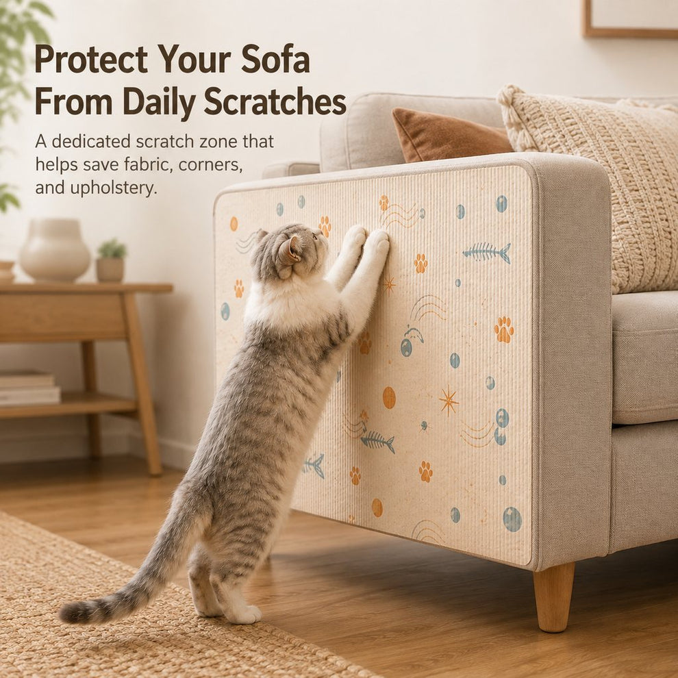 Paws in Awe Self-Adhesive Cat Scratch Mat for Wall & Furniture Protection – Cuttable Cat Scratching Pad for Sofa, Door, Bedside & Home Surfaces image 4