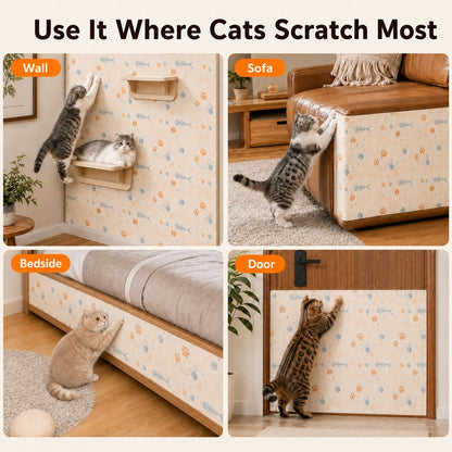 Paws in Awe Self-Adhesive Cat Scratch Mat for Wall & Furniture Protection – Cuttable Cat Scratching Pad for Sofa, Door, Bedside & Home Surfaces image 2