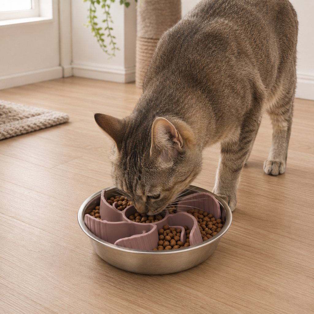 Paws in Awe Cut-to-Fit Slow Feeder Insert & Stainless Steel Bowl Set for Fast-Eating Dogs & Cats image 2