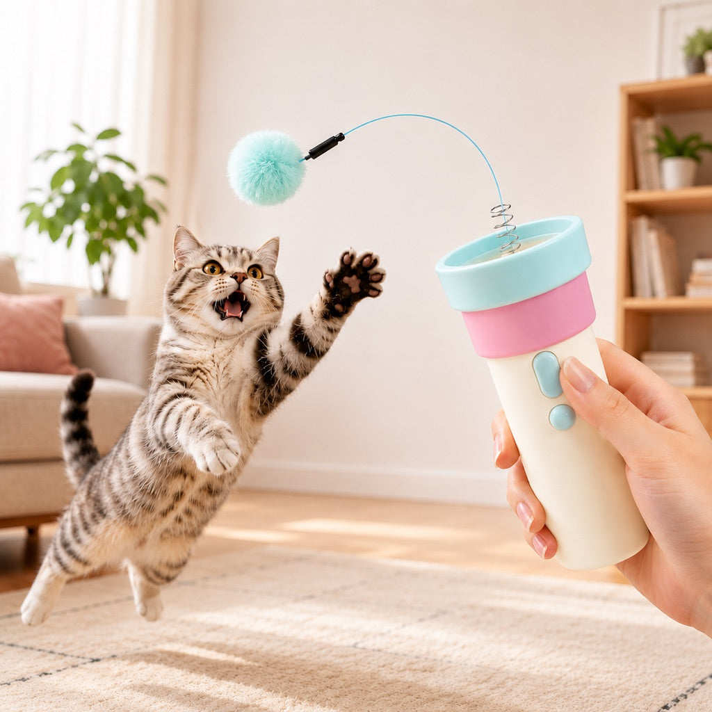 Paws in Awe One-Click Electric Cat Teaser Launcher for Indoor Cats - Chase & Pounce Play Without Constant Wand Waving image 11