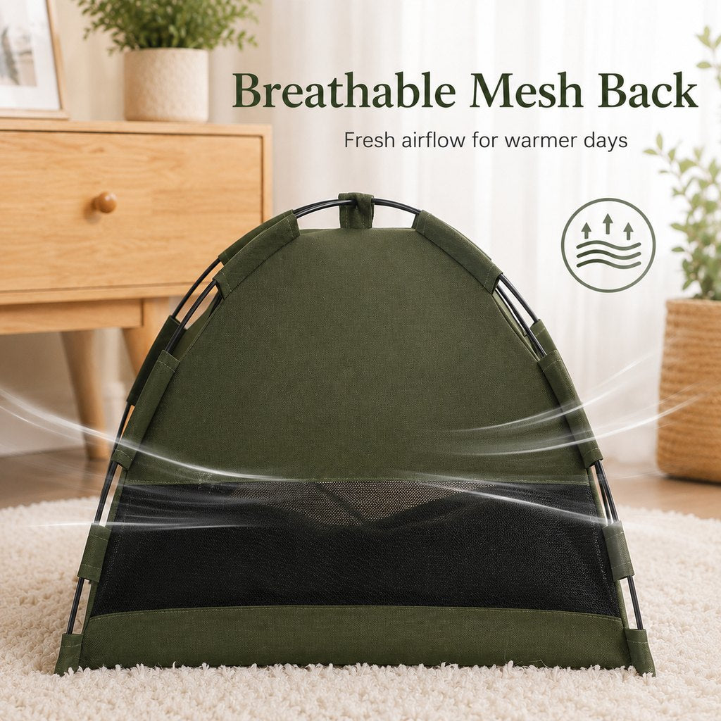 Paws in Awe Cozy Foldable Cat Tent Bed for Apartment Naps - Breathable Hideaway with Removable Cushion image 6