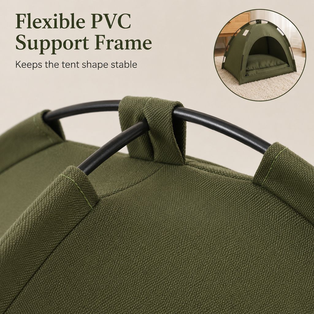 Paws in Awe Cozy Foldable Cat Tent Bed for Apartment Naps - Breathable Hideaway with Removable Cushion image 5