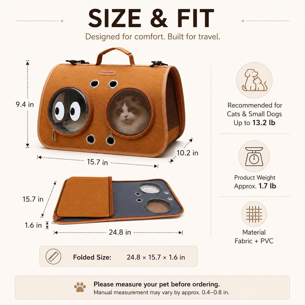 Paws in Awe Breathable Cat Travel Carrier for Road Trips & Vet Visits - Structured Foldable Soft-Sided Pet Bag image 7