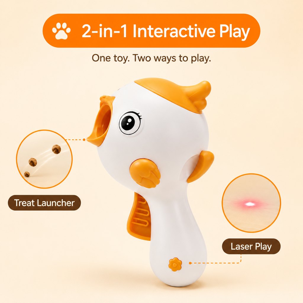 Interactive Cat Treat Launcher Toy with Laser - Indoor Cat Enrichment Game for Bored Cats, Exercise & Feeding Fun image 4