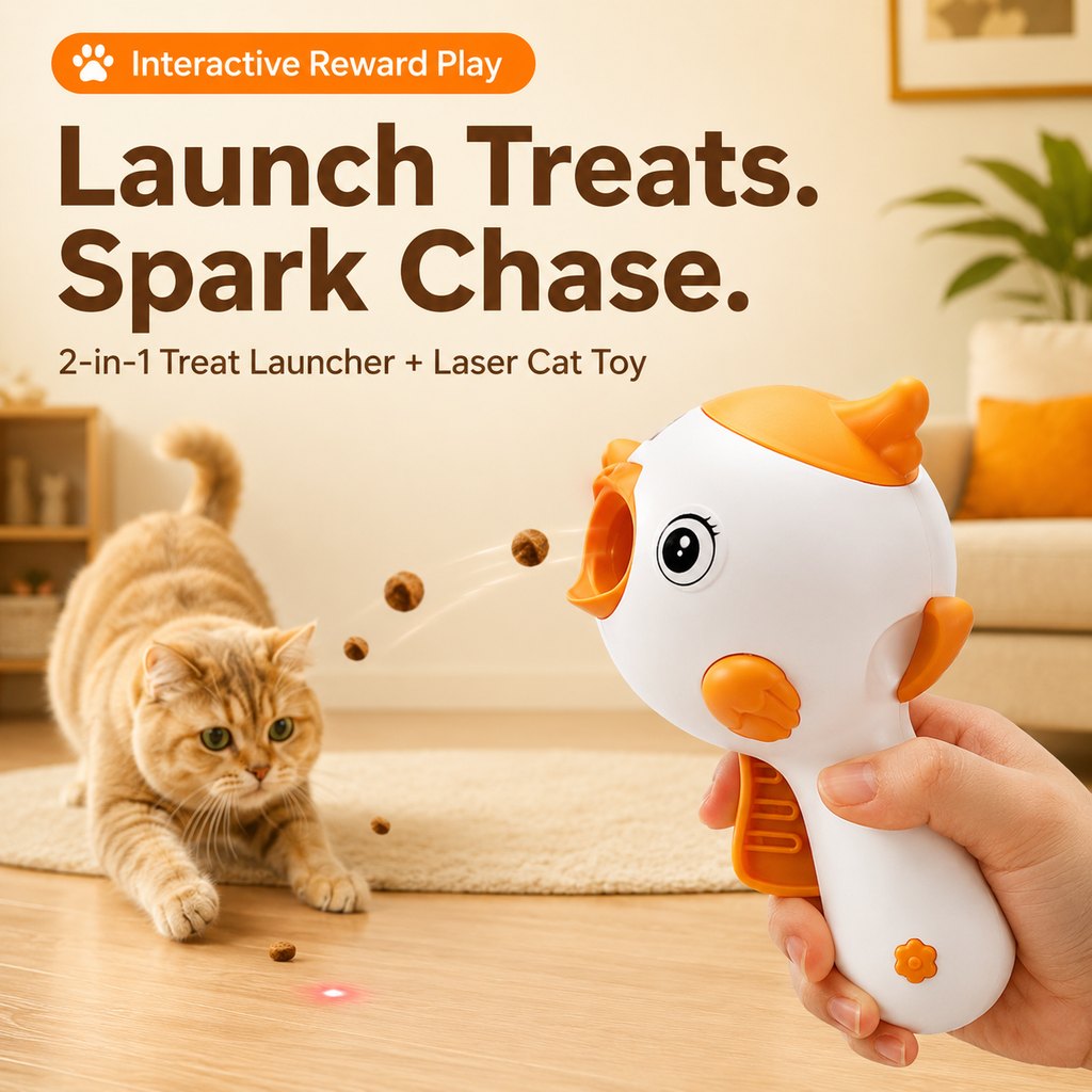 Interactive Cat Treat Launcher Toy with Laser - Indoor Cat Enrichment Game for Bored Cats, Exercise & Feeding Fun image 7