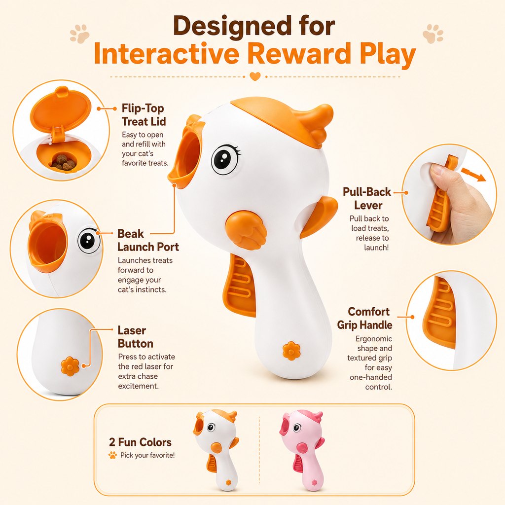 Interactive Cat Treat Launcher Toy with Laser - Indoor Cat Enrichment Game for Bored Cats, Exercise & Feeding Fun image 5