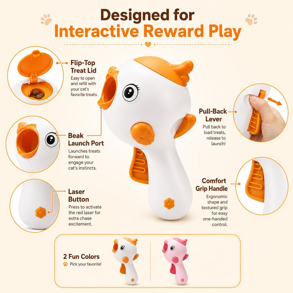 Interactive Cat Treat Launcher Toy with Laser - Indoor Cat Enrichment Game for Bored Cats, Exercise & Feeding Fun image 5