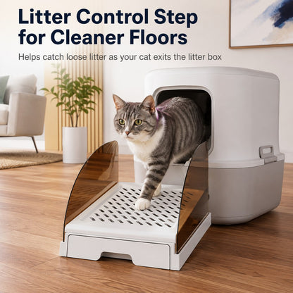 Adjustable Cat Litter Box Step with Pull-Out Tray for Cleaner Floors image 2