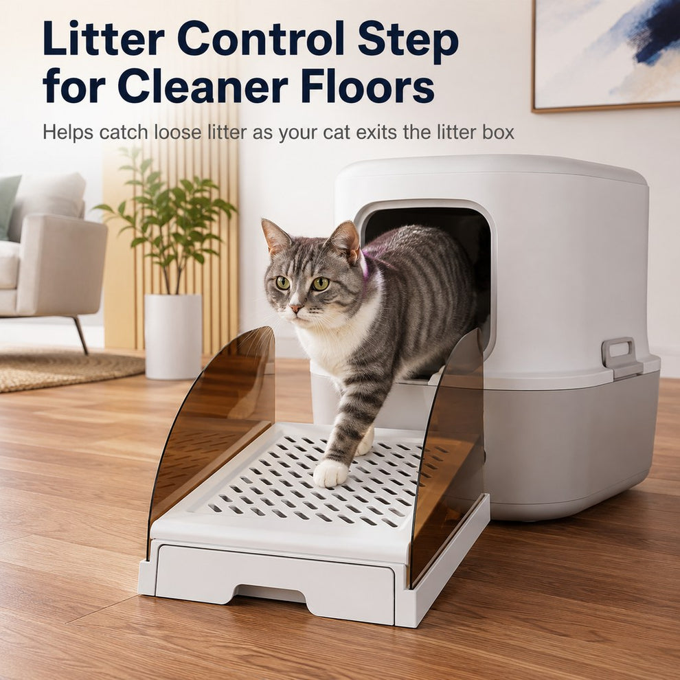 Adjustable Cat Litter Box Step with Pull-Out Tray for Cleaner Floors image 2