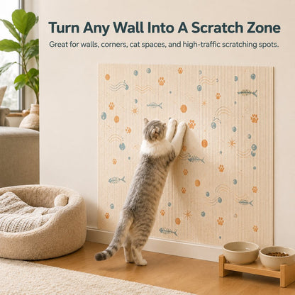 Paws in Awe Self-Adhesive Cat Scratch Mat for Wall & Furniture Protection – Cuttable Cat Scratching Pad for Sofa, Door, Bedside & Home Surfaces image 5