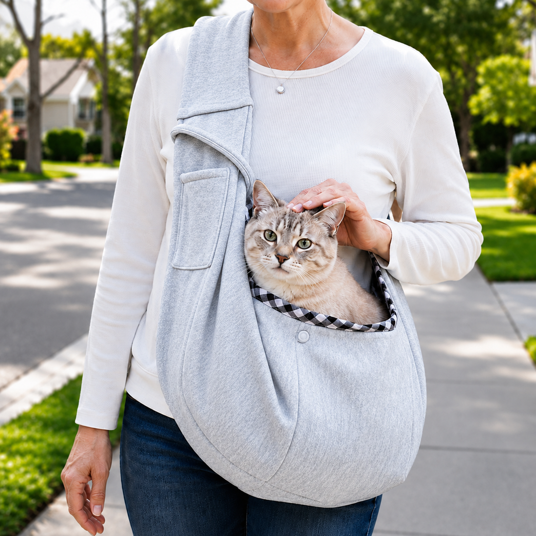 Paws in Awe Hands-Free Pet Sling Carrier for Small Dogs & Cats - Wide Strap Shoulder Bag for Walks, Errands & Vet Visits image 17