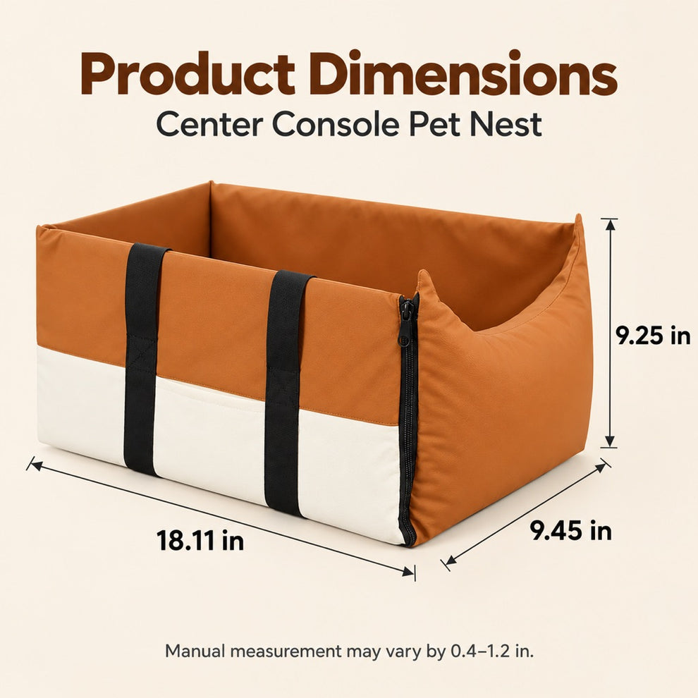 Center console dog bed exterior dimensions in inches