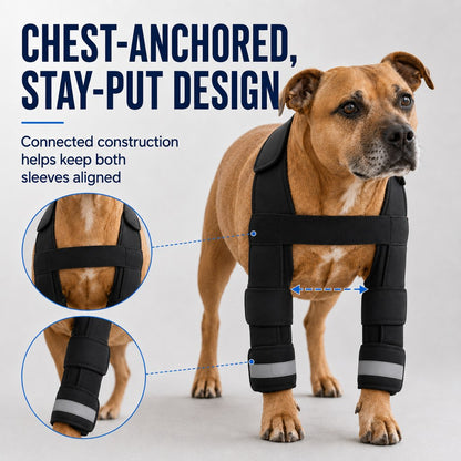 Chest anchored stay aligned dog double front leg brace