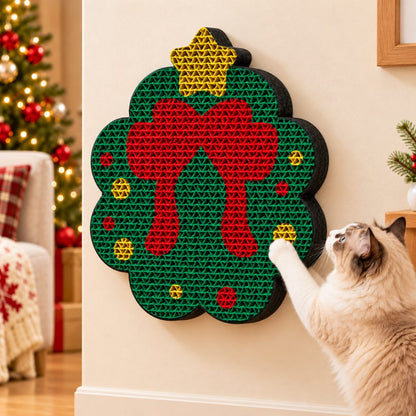 Paws in Awe Christmas Wreath cat scratcher in green