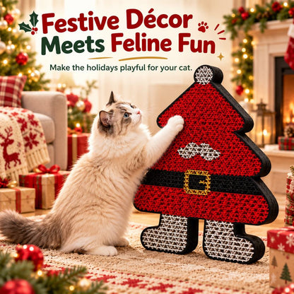 Santa tree Christmas cat scratcher as holiday decor