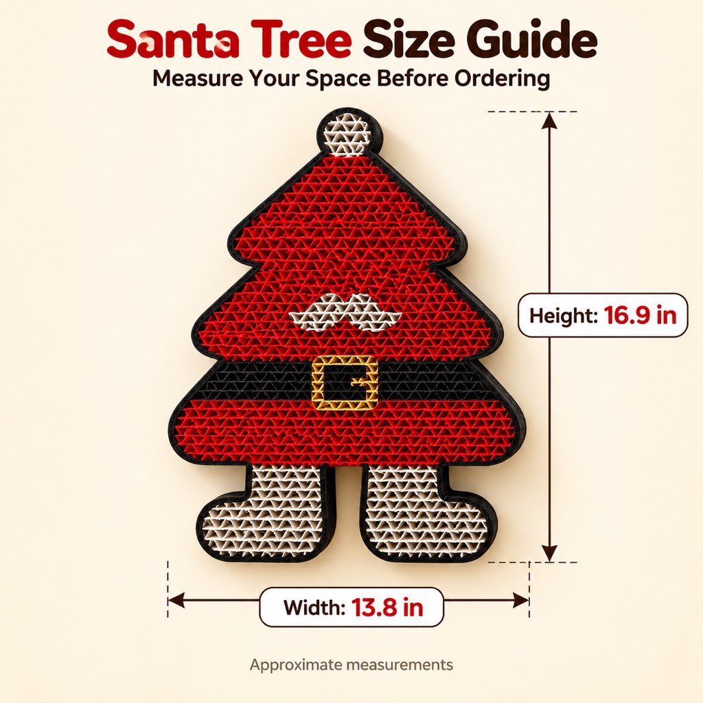Santa tree Christmas cat scratcher size guide