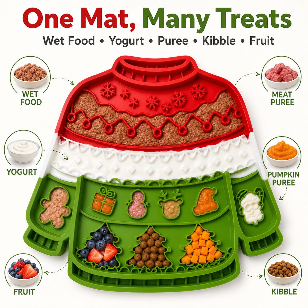 Christmas lick mat for wet food yogurt puree and treats