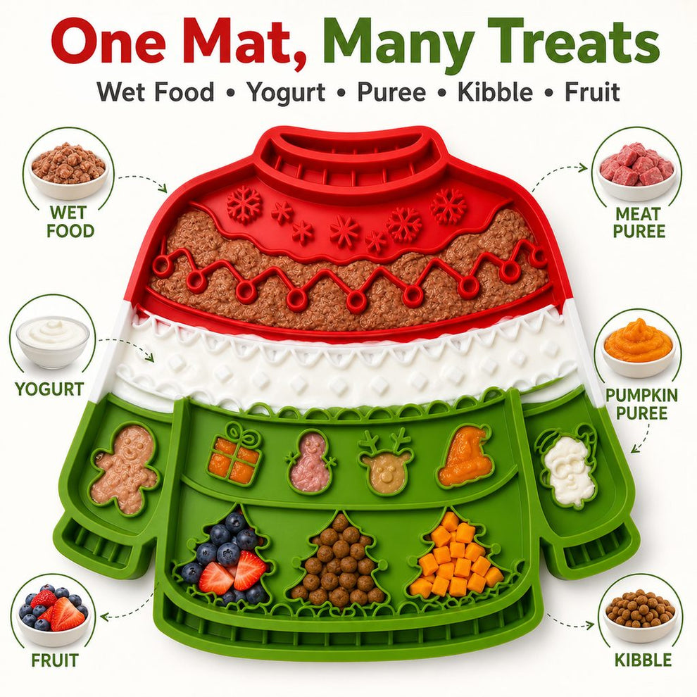 Christmas lick mat for wet food yogurt puree and treats