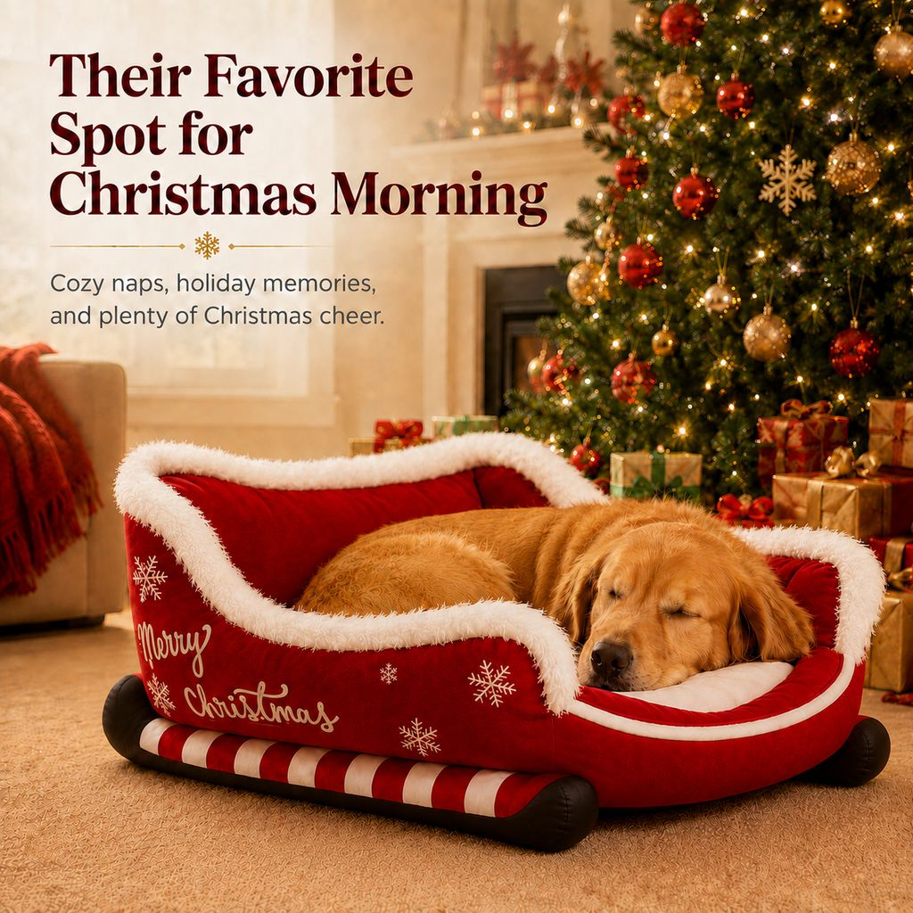 Christmas Red sleigh dog bed
