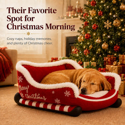 Christmas Red sleigh dog bed