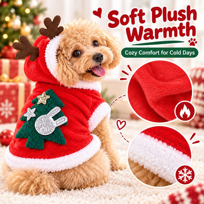 Christmas tree back design and red plush fabric detail